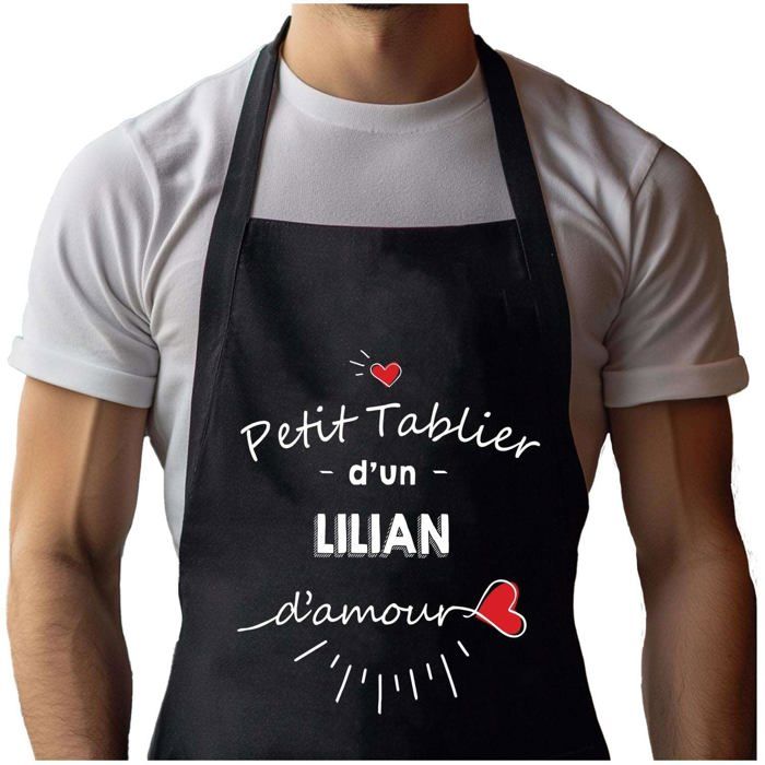 Tablier de cuisine - Lionel d'amour - Coton robuste noir - Impression bretonne - Liens ajustables