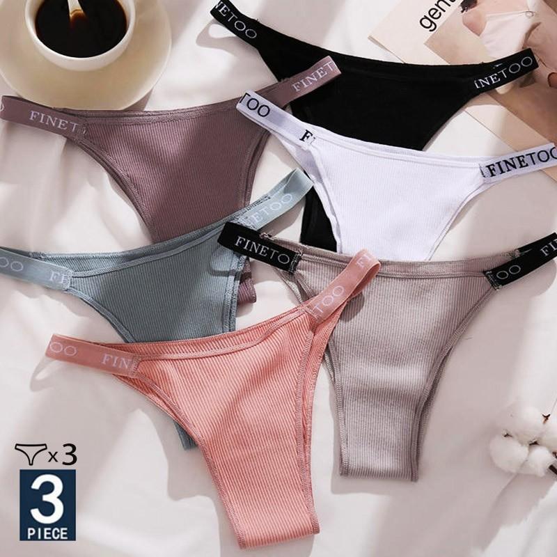 FINETOO 3 Teile/satz Baumwolle Tangas Frauen Unterhose Weibliche Sexy Panty frauen Slips Unterwäsche Einfarbig Intimate Dessous