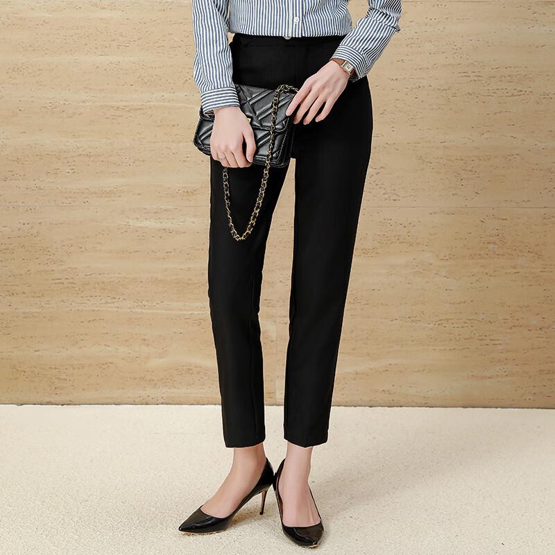 Trojman Women's Black Cropped Suit Pants