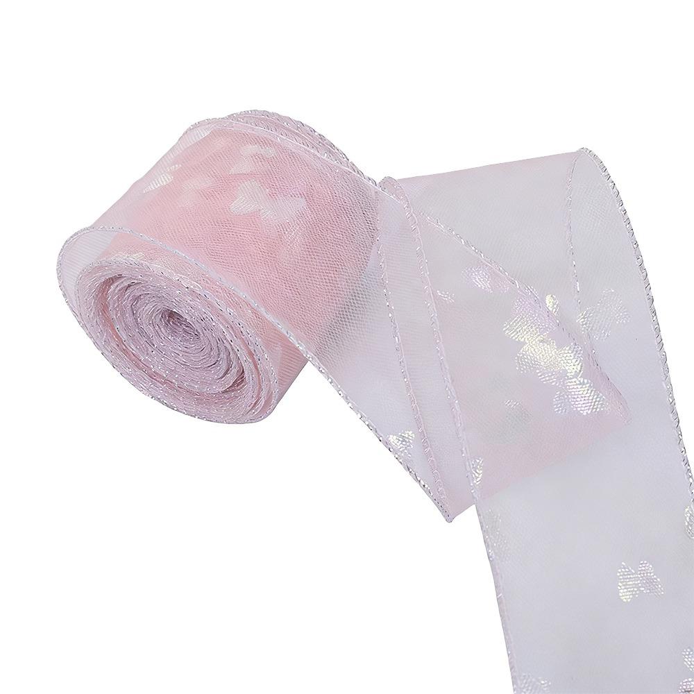4cm Width Organza Ribbon Solid Color Silver Edge Wired Ribbon Mesh Style 10 Yards Length Fishtail Ribbon Gift Wrapping one size