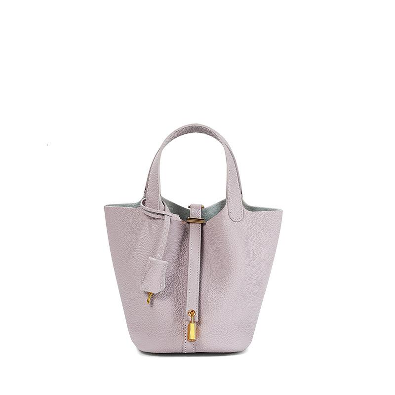 [New] High-quality First-layer Cowhide Niche Vegetable Basket Handbag Female, Genuine Leather Large-capacity High-end Bucket Bag