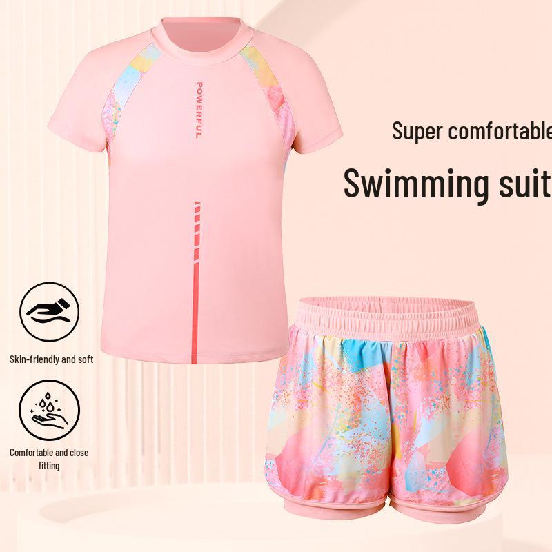 2025 New Style Girls' Swimsuit Set for Junior High Students