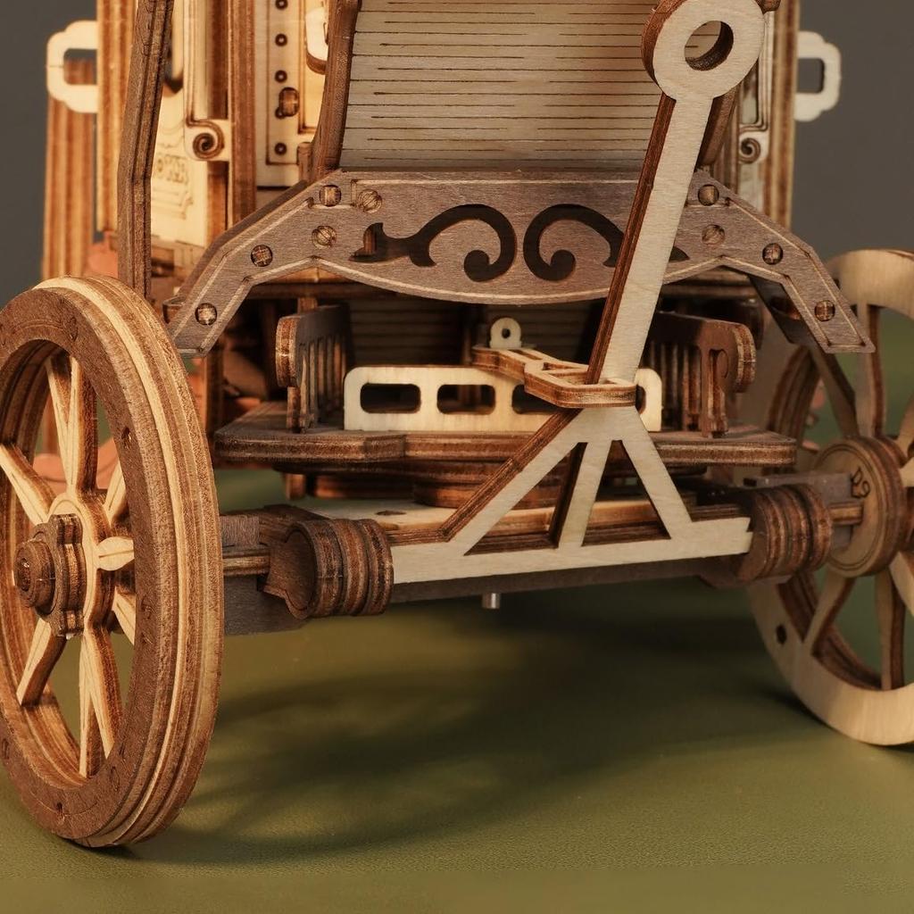 Tsukurundesu® 3D Wooden Puzzle Music Box Series (Stagecoach) with Japanese Instructions