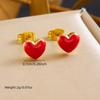 Niche Light Luxury Red Heart Pendant Set: Gold-Plated Stainless Steel Jewelry