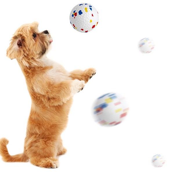 Dingdong Pet Dog Terrazzo Ball Toy M, Red + Yellow + Blue, 2pcs