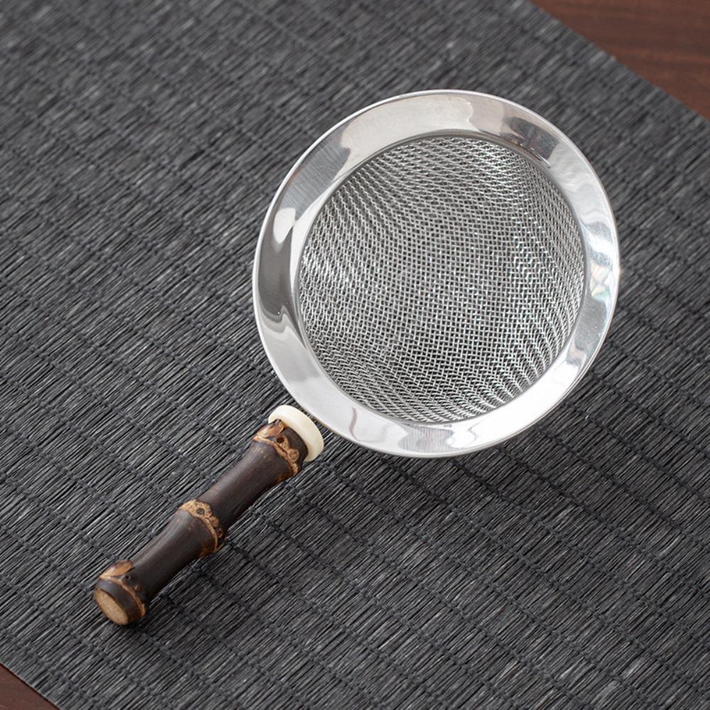 Bamboo Tea Strainer Stainless Steel Fine Mesh Strainer Portable Food Sifters  for Kitchen