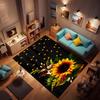 Customizable sunflower pattern non-slip rug, soft flannel, washable, non-slip backing, suitable for living rooms, bedrooms, bath
