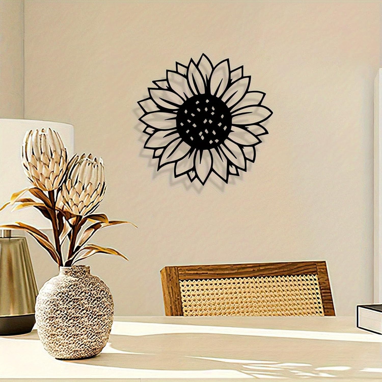 Black Metal Sunflower Wall Art Decor, Flowers Metal Wall Art, Black Sunflowers Home Decorations for Bathroom Farmhouse Living Room Kitchen Home