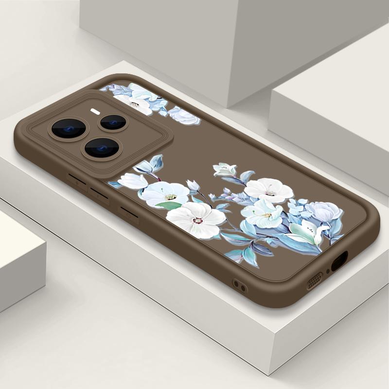 

Матовый мягкий чехол с цветочным узором для Xiaomi 14T Pro 13T Redmi Poco X7 F6 Pro X6 Note 14 Pro 13 12 11 TPU защита линз противоударный силиконовый чехол для телефона Xiaomi 11T / 11T Pro кофейный/синий