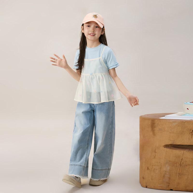 LUSON Girls' Summer 2-Piece Short Sleeve T-Shirt Set