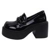 Black small leather shoes women's 2025 new summer British style thick heel high heel retro platform loafer single shoes jk shoes
