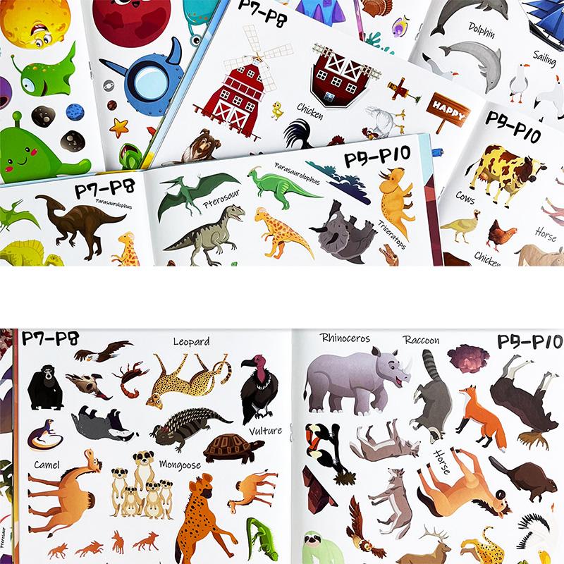 Children Scene Sticker Books Cartoon Animal Ocean Dinosaur DIY Handmade Stickers Quiet Book Learning Cognition Toys