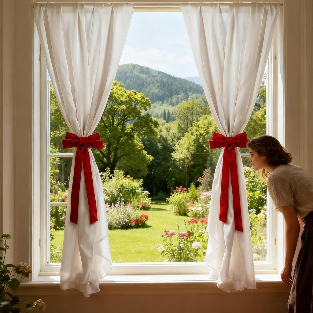 Drape Tie Backs Christmas Elastic Red Home Decor Decorative Bow Drapery Holdbacks For Shower Indoor Bathroom Kitchen Bedroom