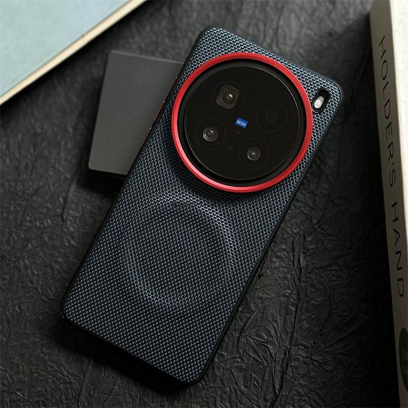 Business Woven Fabric Magnetic Case for VIVO X300 Ultra X200 Pro Mini X200s for MagSafe Alloy Lens Shockproof Protect Cover