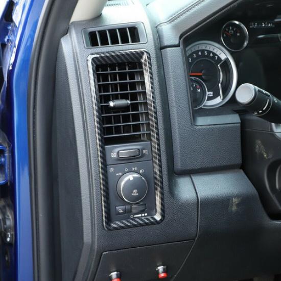 Carbon Center Console Air Vent Outlet Cover Trim Frame For Dodge Ram 1500 10-17