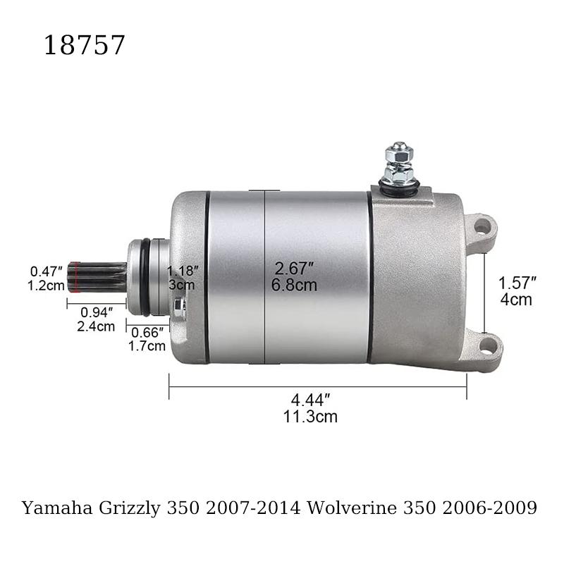 

Starter Motor Fit For Yamaha Bruin 350 YFM350 Grizzly 350 2004-2015 Woverine 350 2006-2009 Replace 3HE-81890-00-00 SMU0269 18757 3HE-81890-00-00