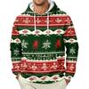 Men's Long Sleeve Hooded Sweatshirt with Christmas Print for Holiday Casual Wear