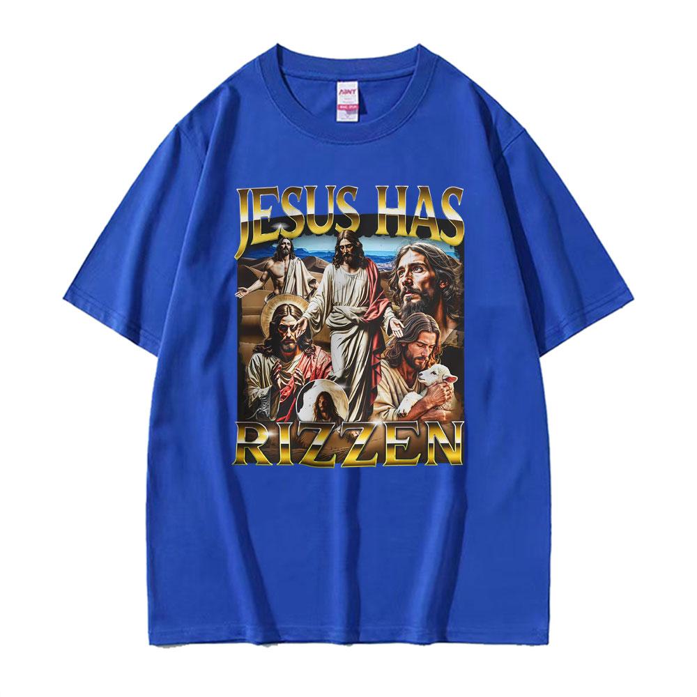 Funny Unhinged Offensive Lnappropriate Jesus Has Rizzen Graphic T Shirts Unisex Women Retro Oversized TShirt Short Sleeve TShirts