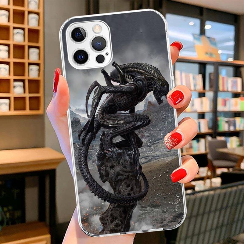 Alien Vs Predator Bemalte Cover Handyhülle Für iPhone 16 17 Air 15 14 Pro Max 16E Handyhülle 13 Mini 12 11 7 SE 8 Druckmuster