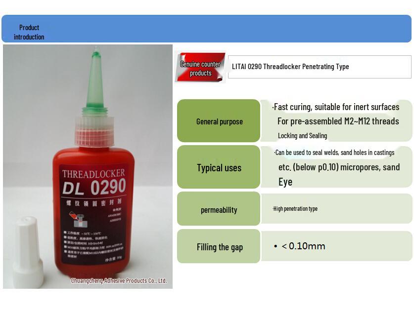 Litaite 290 Medium Strength Anaerobic Adhesive Threadlocker