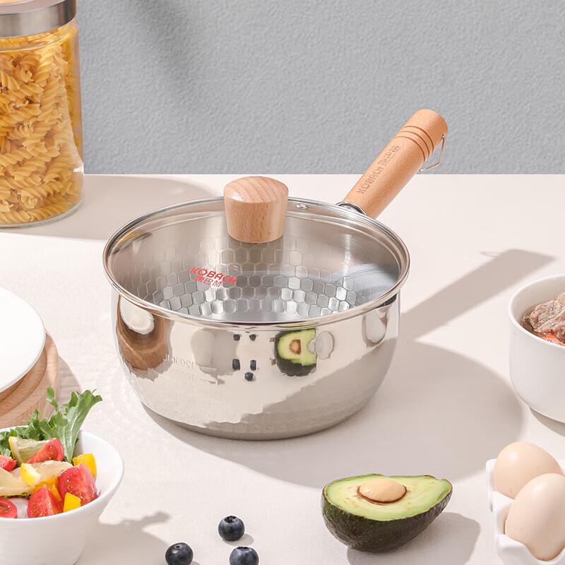 KABACH 18cm 304 Stainless Steel Non-stick Yukihira Saucepan with Lid