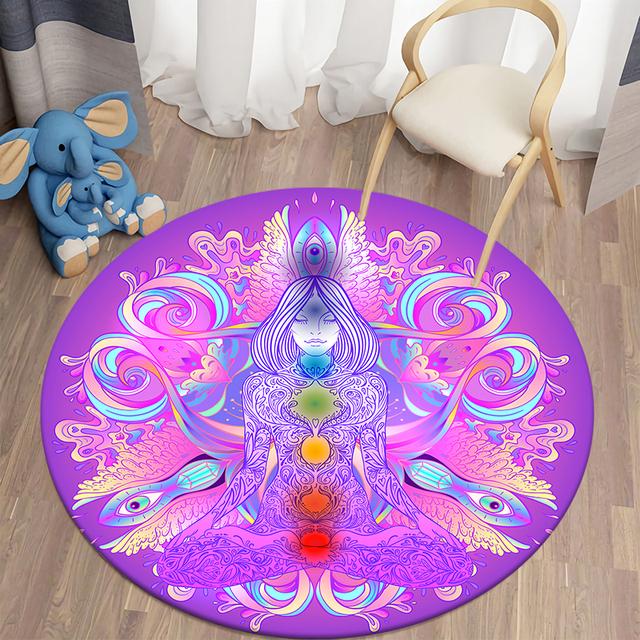Meditation Themed Home Rugs Round Rugs Living Room Area Rugs Bedroom Floor Mats Home Decor Mode Bedroom Decor Rugs