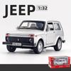 1/32 Scale Lada NIVA Jeeps Diecast Car Model Toy, Pull Back Toy Vehicle with Sound and Light for Kids Toddler Boys Girls Gift Collection