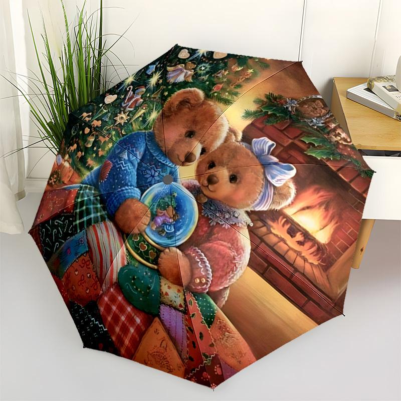 

1pc Teddy Bears Christmas Automatic Open/Close Umbrella - All-Season Portable Umbrella for Women/Men yy251213031