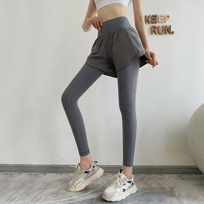 High-Grade Thin Fake Two-Piece Sport Pants High Waist Belly Contracting Fitness Large Size Quick-Drying Yoga Pants