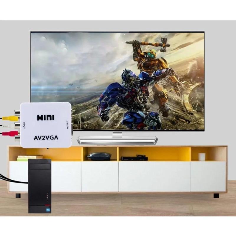 RCA auf VGA Video Konverter Mini AV auf VGA Adapter mit 3,5 mm Audiokabel für Multimedia-Videoübertragung