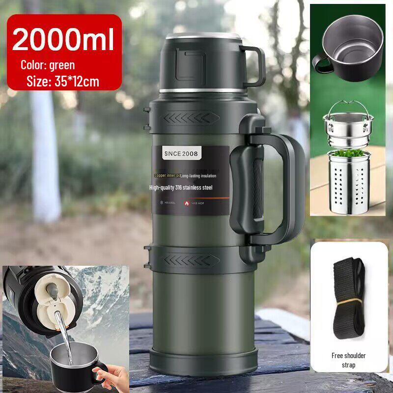 6L Insulated Stainless Steel Travel Kettle: Large Capacity Hot/Cold Water Bottle for Outdoor Use