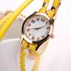 Kobiety w stylu vintage wielowarstwowa pleciona bransoletka ze stopu sztucznej skóry Wrist Watch Jewelry