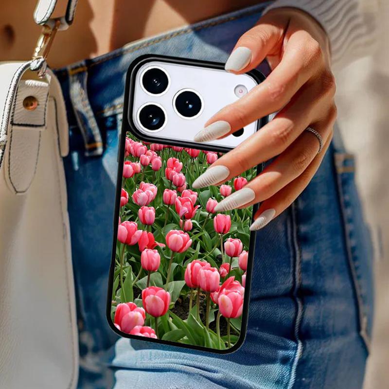 Spring Tulips Flower Phone Case For iPhone 17 Air 14 15 13 12 Max Cover For Apple 16e 11 Pro Max Plus Coque