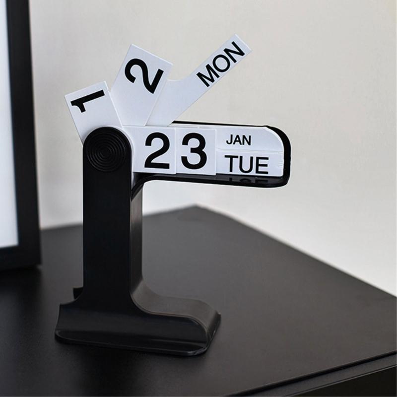 Desk Calendar with Dates Week Month Displays Flipping Permanent Calendar Office Desk Calendar for Planning Scheduling
