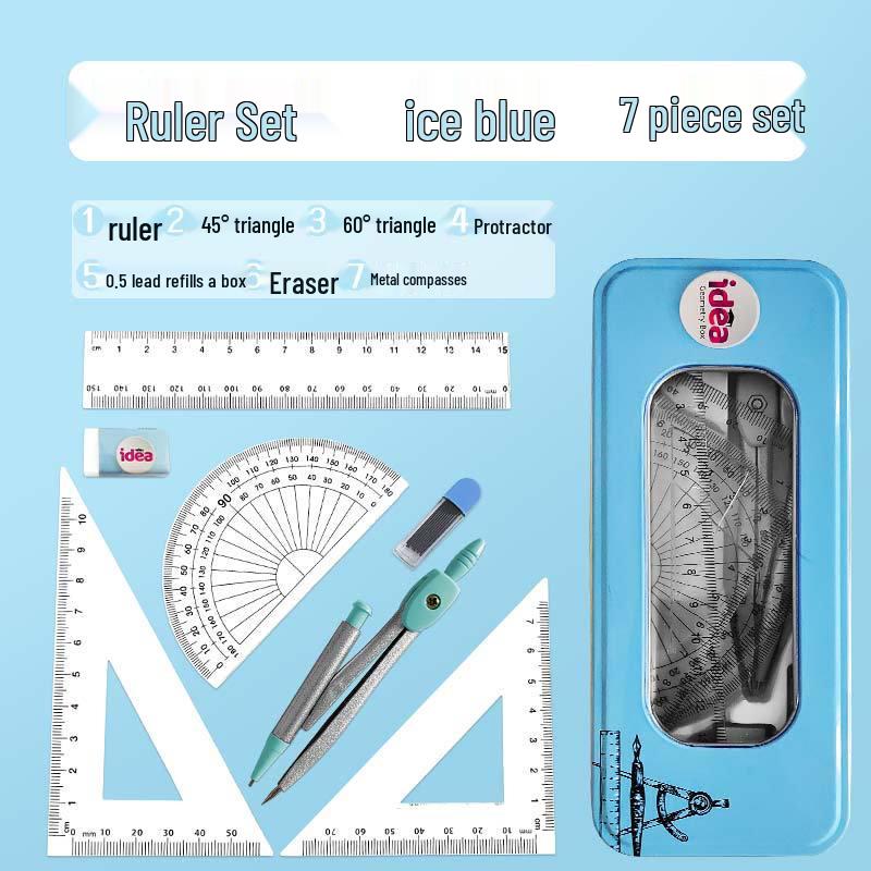 Student 7-Piece Compass & Ruler Set - Exam Gift & Study Supplies