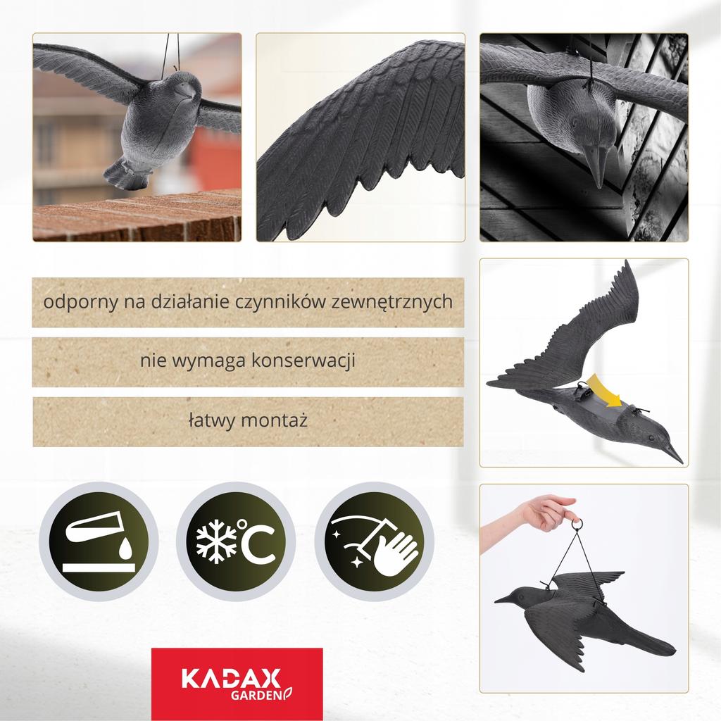 KADAX Corvo Grande Repellente Per Balcone Uccelli Piccioni Storni Per Uccelli In Volo 56cm