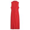 Spring 2025 Women's Pleated Midi Dress - Slim Fit with Waist-Gathering Design