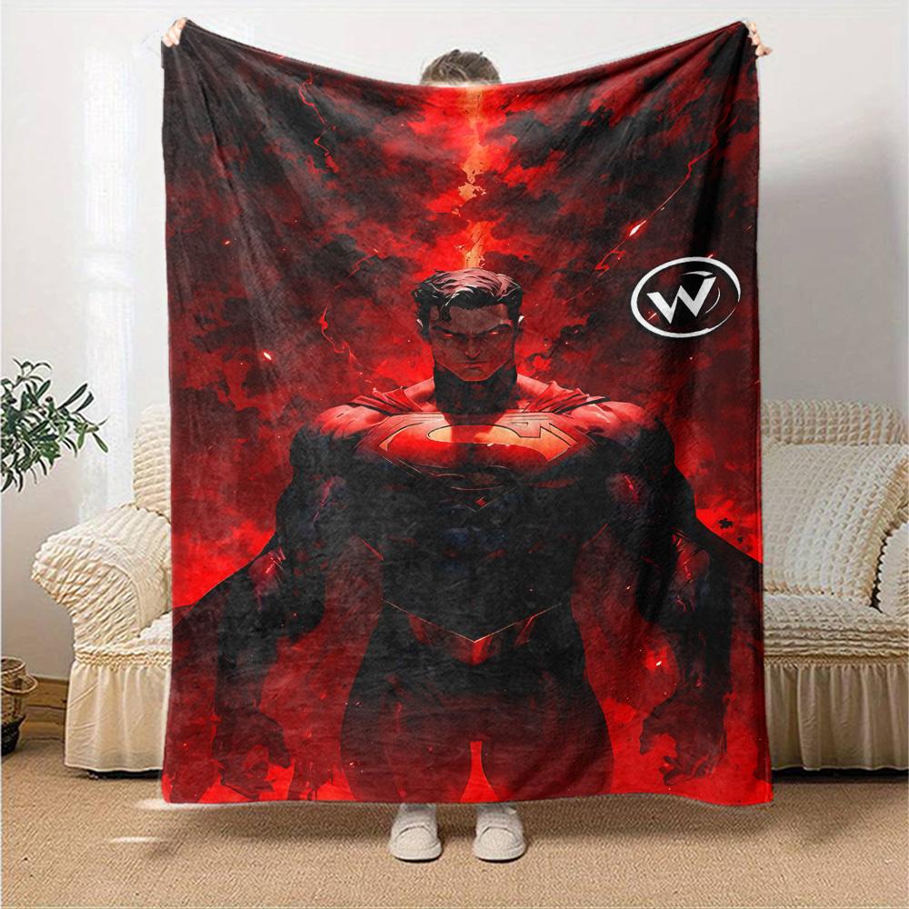 1pc Superman Black Flannel Blanket Soft Warm Throw for Home, Office, Travel, All-Season Cozy Bedding GiftL1052