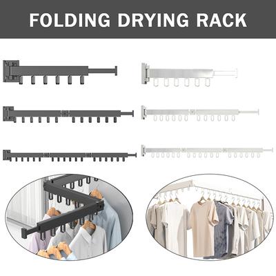 Household Folding Clothes Hanger Aluminum Alloy Wall Mount Retractable Clothes Rack for Indoor Outdoor Space Saving