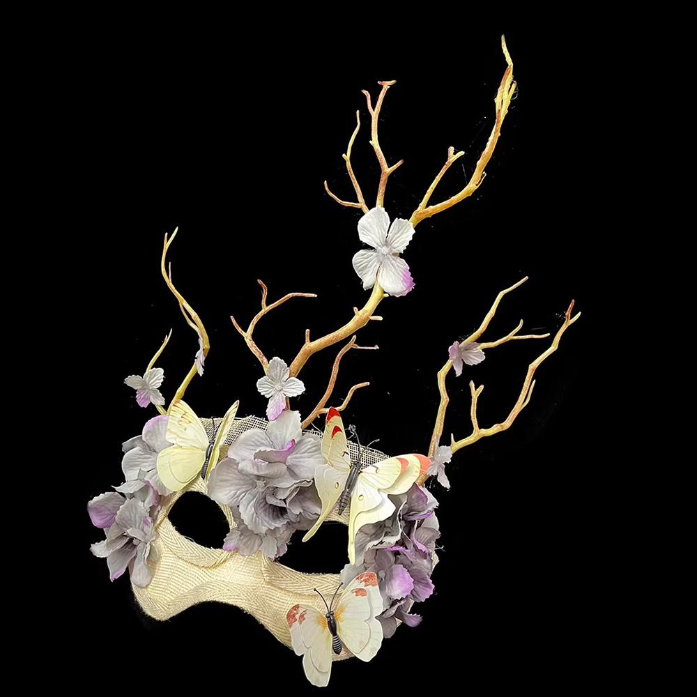 Maskenballmaske für Damen Venezianische Masken Weihnachten Damen Blumen Halbgesichtsmasken Augenmaske Cosplay Spitze Blumenastmaske