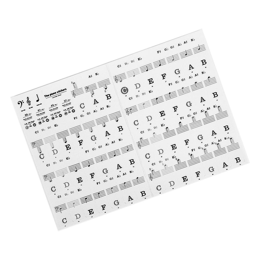 Clear Music Learning Stickers Reusable Training Tool with Staff Notation Suitable for 88 61 54 Keys Electronic Pianos