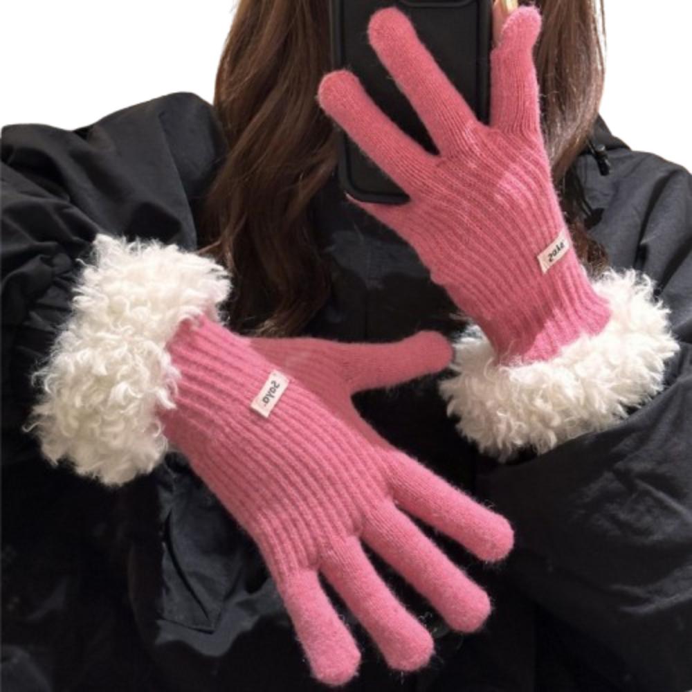 Knitted Lamb Wool Gloves Finger-splitting  Gloves Simple Women Mittens  Female