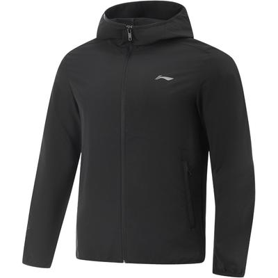 Li Ning Fitness Series Hooded Logo Stitching Zipper Windbreaker Men Outerwear AFDVE81-4