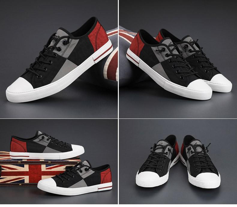 Men's Spring Canvas Shoes: Breathable, Casual, Versatile Low-Top Skate Shoes with Elastic Band.