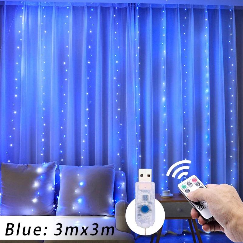 Vorhang LED Lichterkette mit 8 Modi Fernbedienung Girlande Lichter für Weihnachten Hochzeit Party Dekorationen Zimmer Fenster Lichter