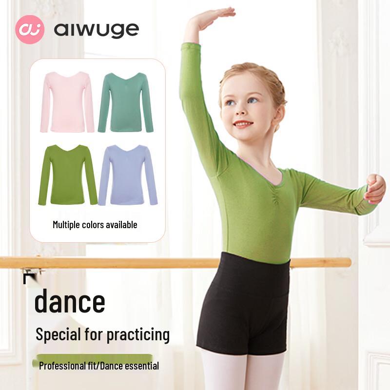 Girls' Breathable Cotton Long-Sleeve Ballet Dance Top