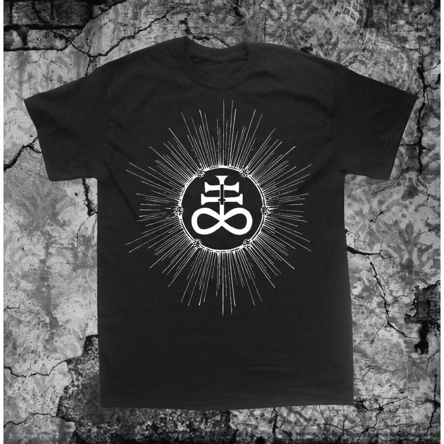 

Leviathan Cross T Shirt Punk DIY Occult Gothic Satan Goat s Head Baphomet Pentagram Satanic Goat Plus Size Tops XXXXXL чорний