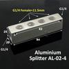 Aluminium Splitter 1/8" 1/2" BSP Internal Thread Port 2 3 4 5 6 7 8 9 10 Way 1/4 Pneumatic Air Manifold Distributor Connector