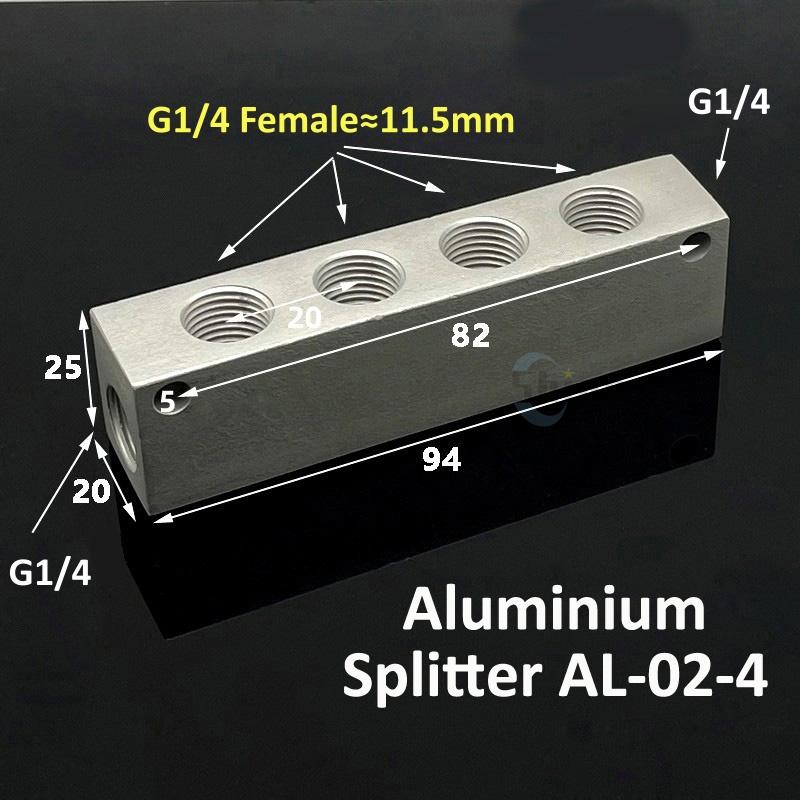 Aluminium Splitter 1/8" 1/2" BSP Internal Thread Port 2 3 4 5 6 7 8 9 10 Way 1/4 Pneumatic Air Manifold Distributor Connector