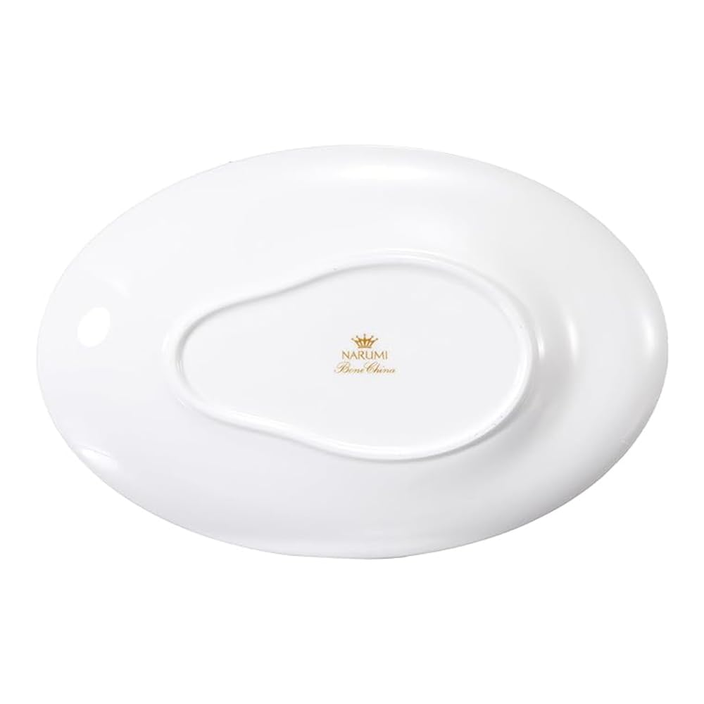 NARUMI Waltz Plate, 23cm, White, Simple and Stylish Oval Tray, Microwave and Dishwasher Safe, 52215-5982